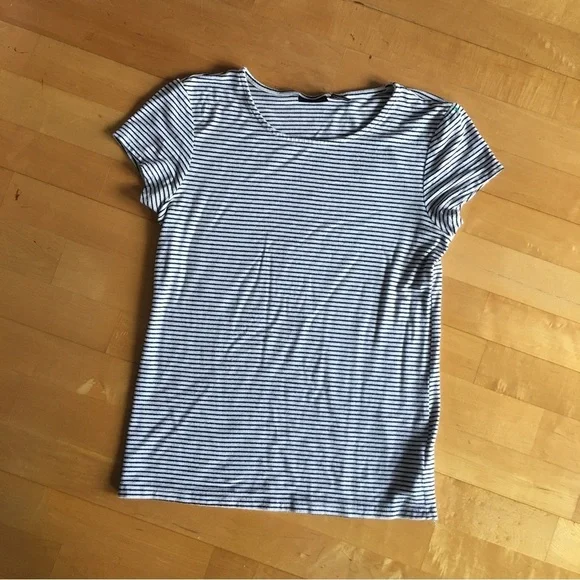 Rachel Zoe Striped Tee, White, Black, Size M - Picture 13 of 14